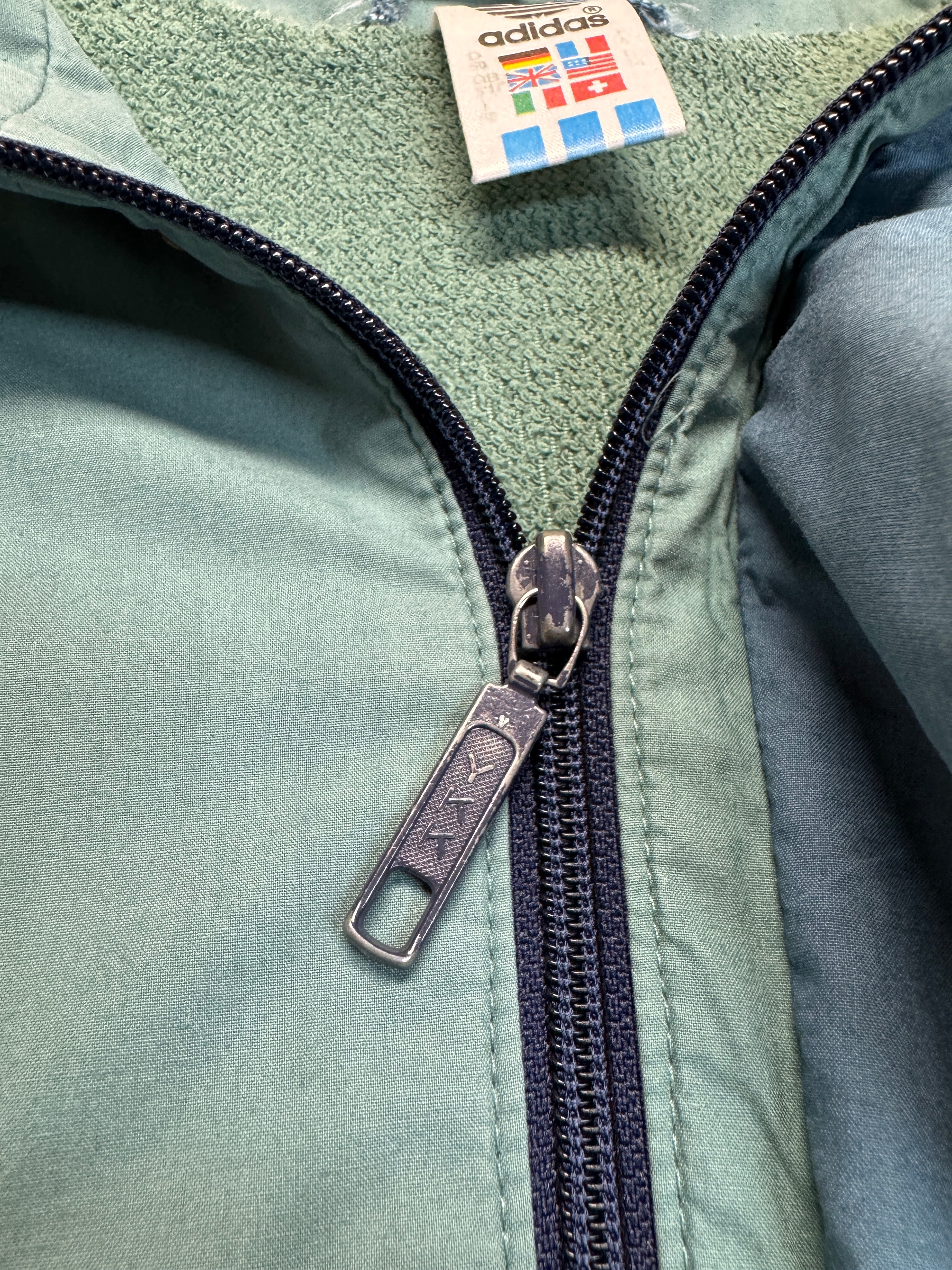 80s Adidas Sportjacke Frottee Blau Grün 50 M