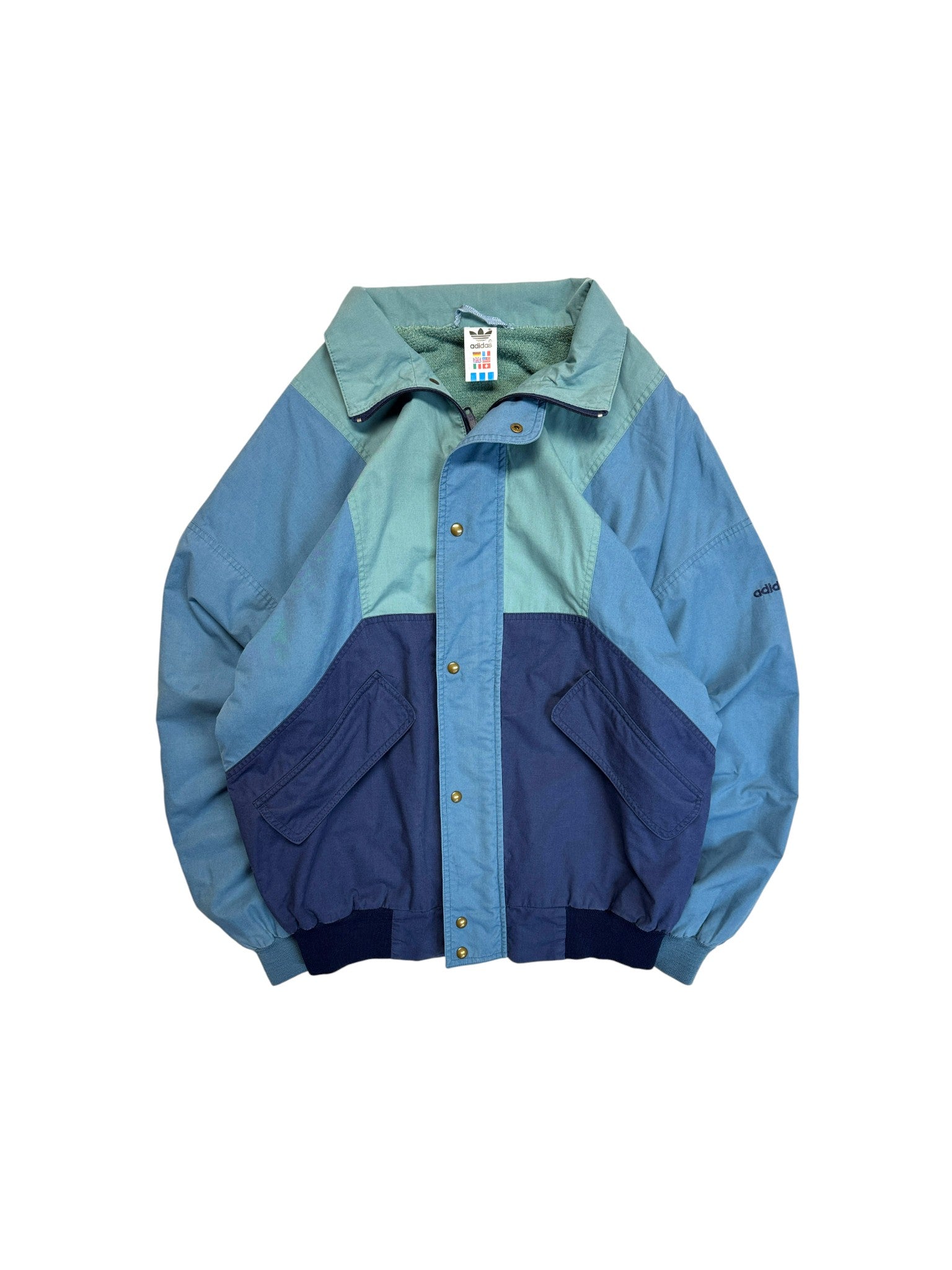 80s Adidas Sportjacke Frottee Blau Grün 50 M