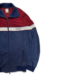 80s Adidas Sportjacke Velours Moncler-Lampo Double-Zip Made In West Germany Dunkelblau Rot D52 L