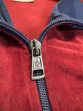80s Adidas Sportjacke Velours Moncler-Lampo Double-Zip Made In West Germany Dunkelblau Rot D52 L