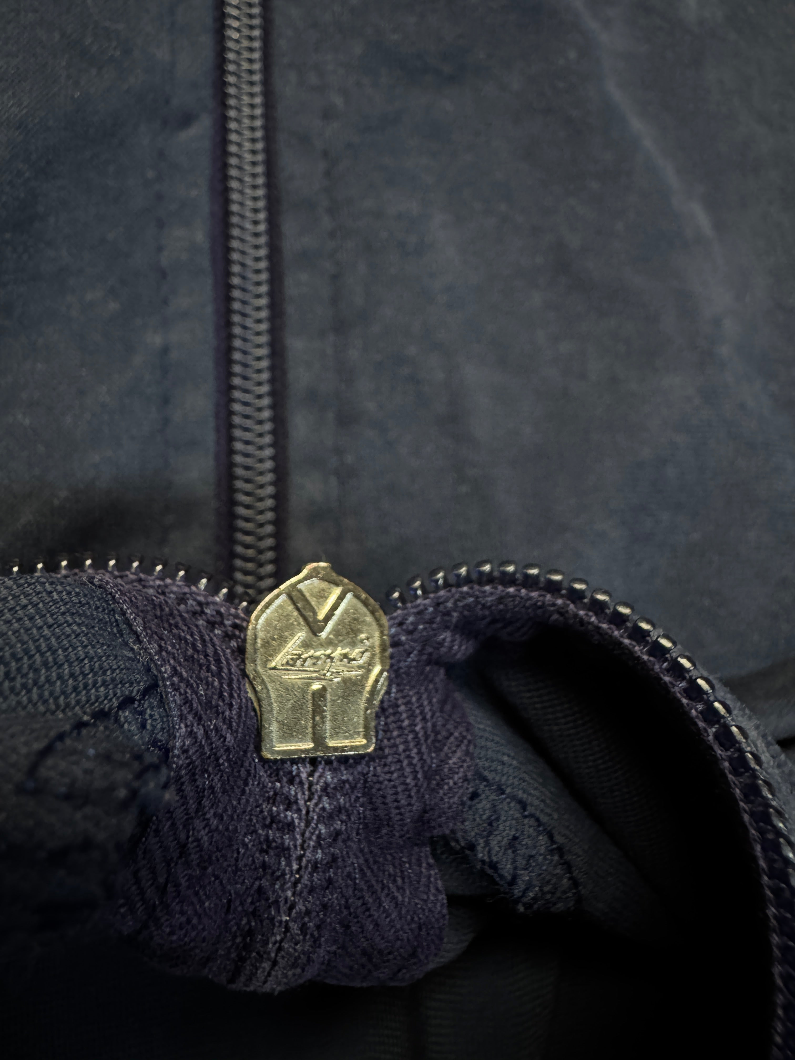 80s Adidas Sportjacke Velours Moncler-Lampo Double-Zip Made In West Germany Dunkelblau Rot D52 L