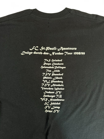Vintage Screen Stars Shirt FC St.Pauli-Amateure "Dröge-durch-den-Norden-Tour" 1998/99 Single Stitch Schwarz XL