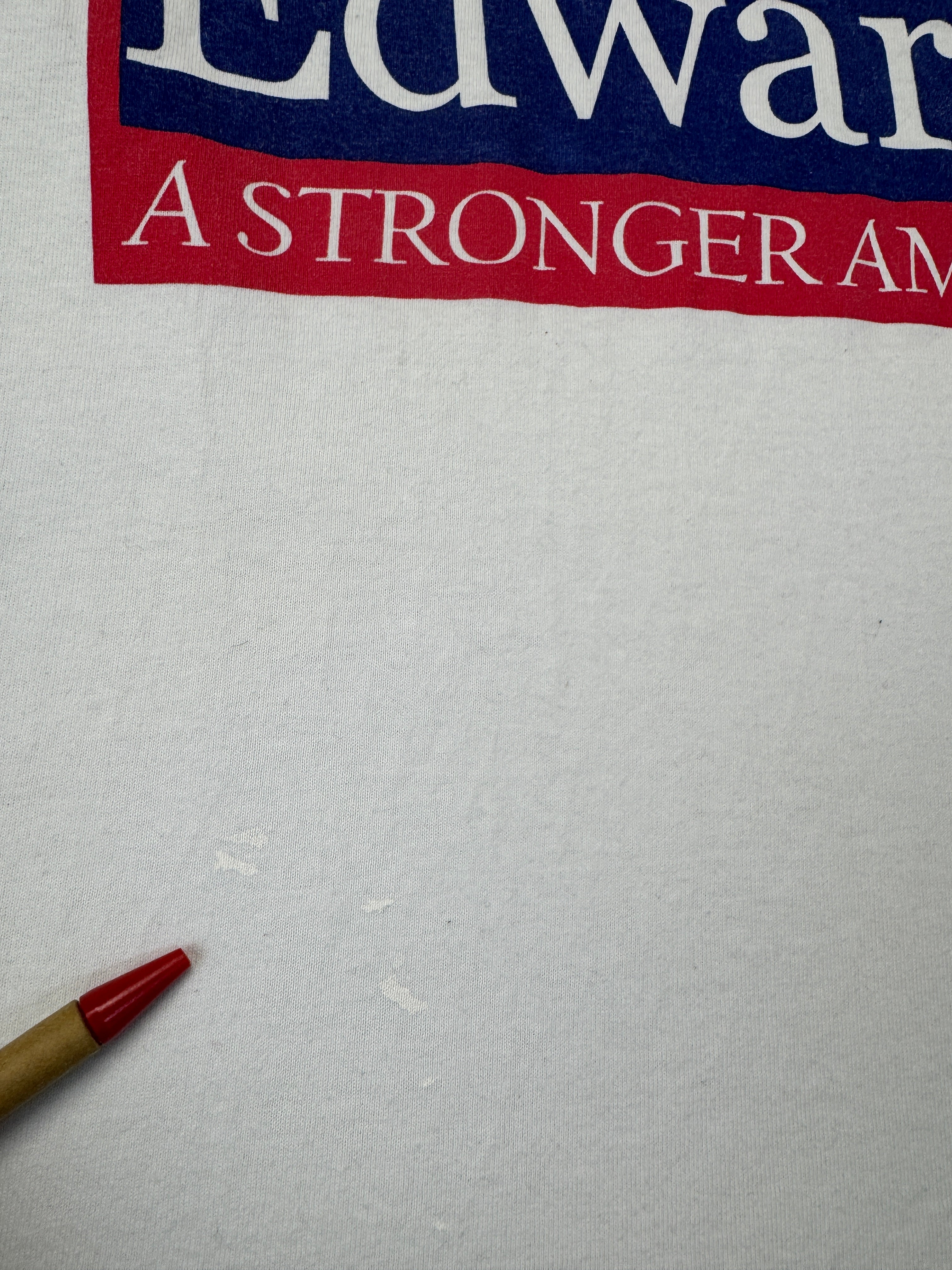 2004 Campaign Shirt Kerry Edwards “A Stronger America” Made In USA Paint Splatter Weiß