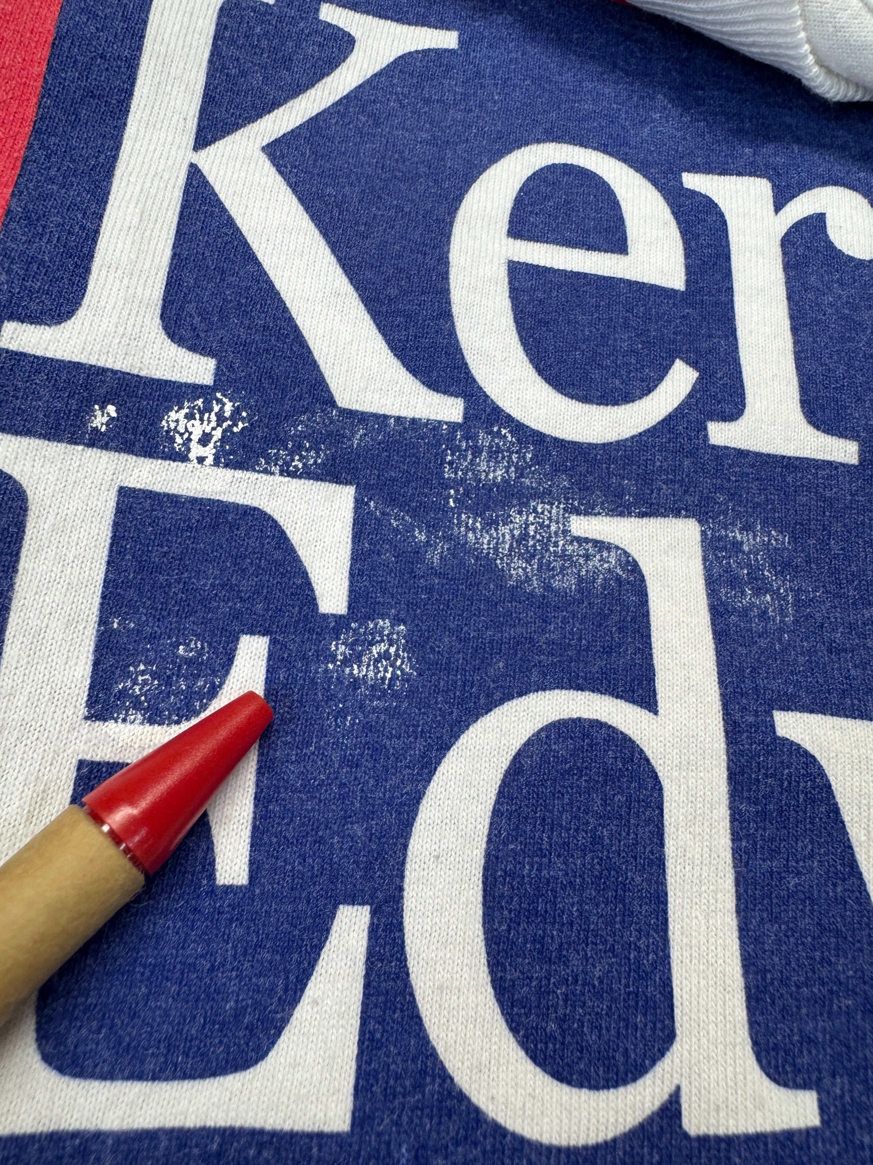 2004 Campaign Shirt Kerry Edwards “A Stronger America” Made In USA Paint Splatter Weiß