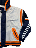 90s Adidas Sportjacke Basketball Oversized Weiß Orange M