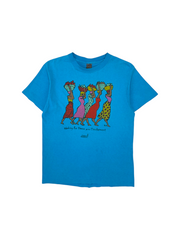 80s Anvil Shirt Oxfam "Working for Peace and Development" Single Stitch Blau