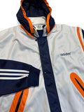 90s Adidas Sportjacke Basketball Oversized Weiß Orange M