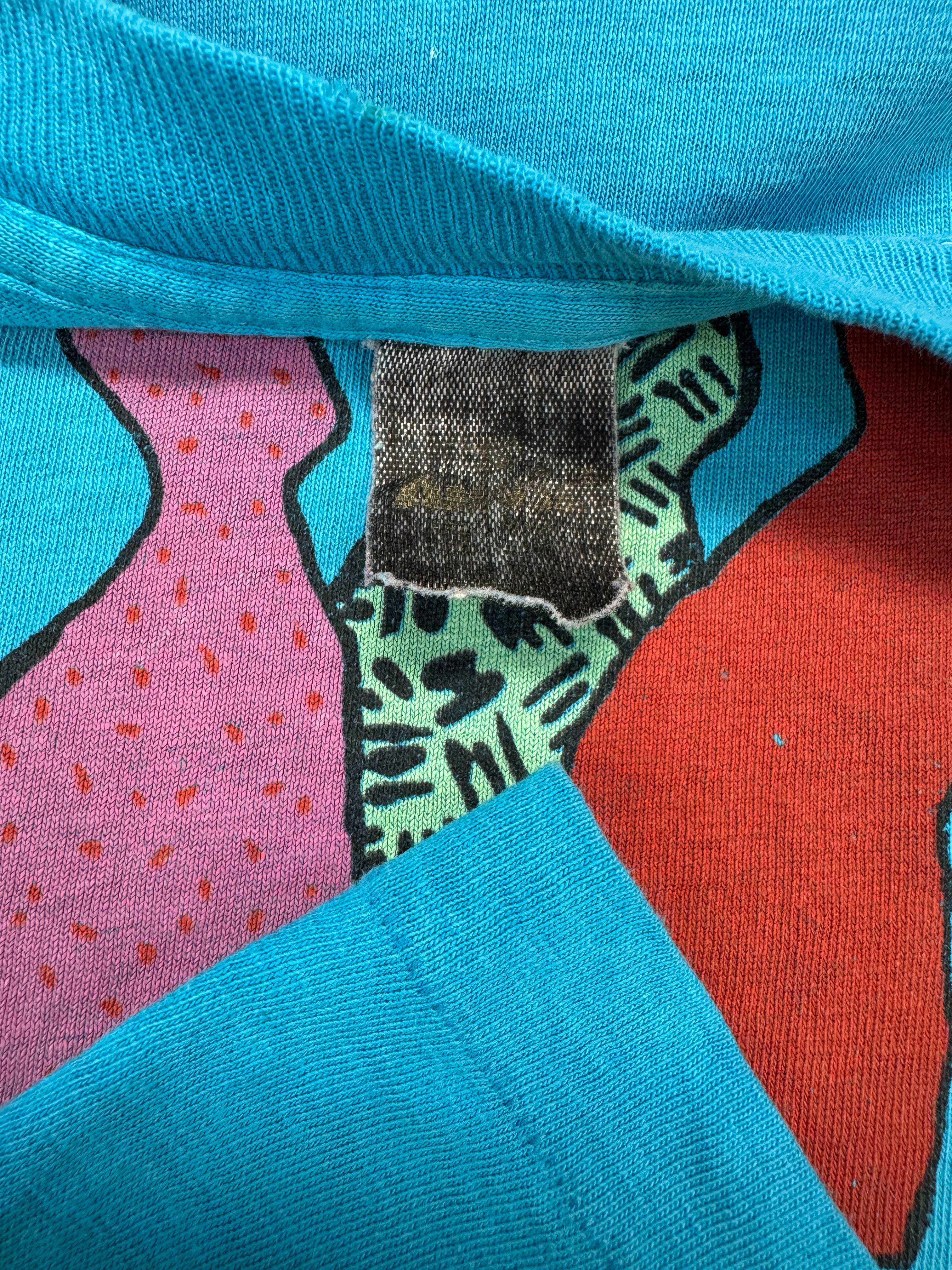 80s Anvil Shirt Oxfam "Working for Peace and Development" Single Stitch Blau