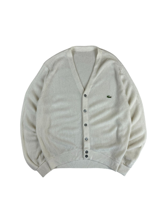 80s Lacoste Cardigan Weiß L-XL
