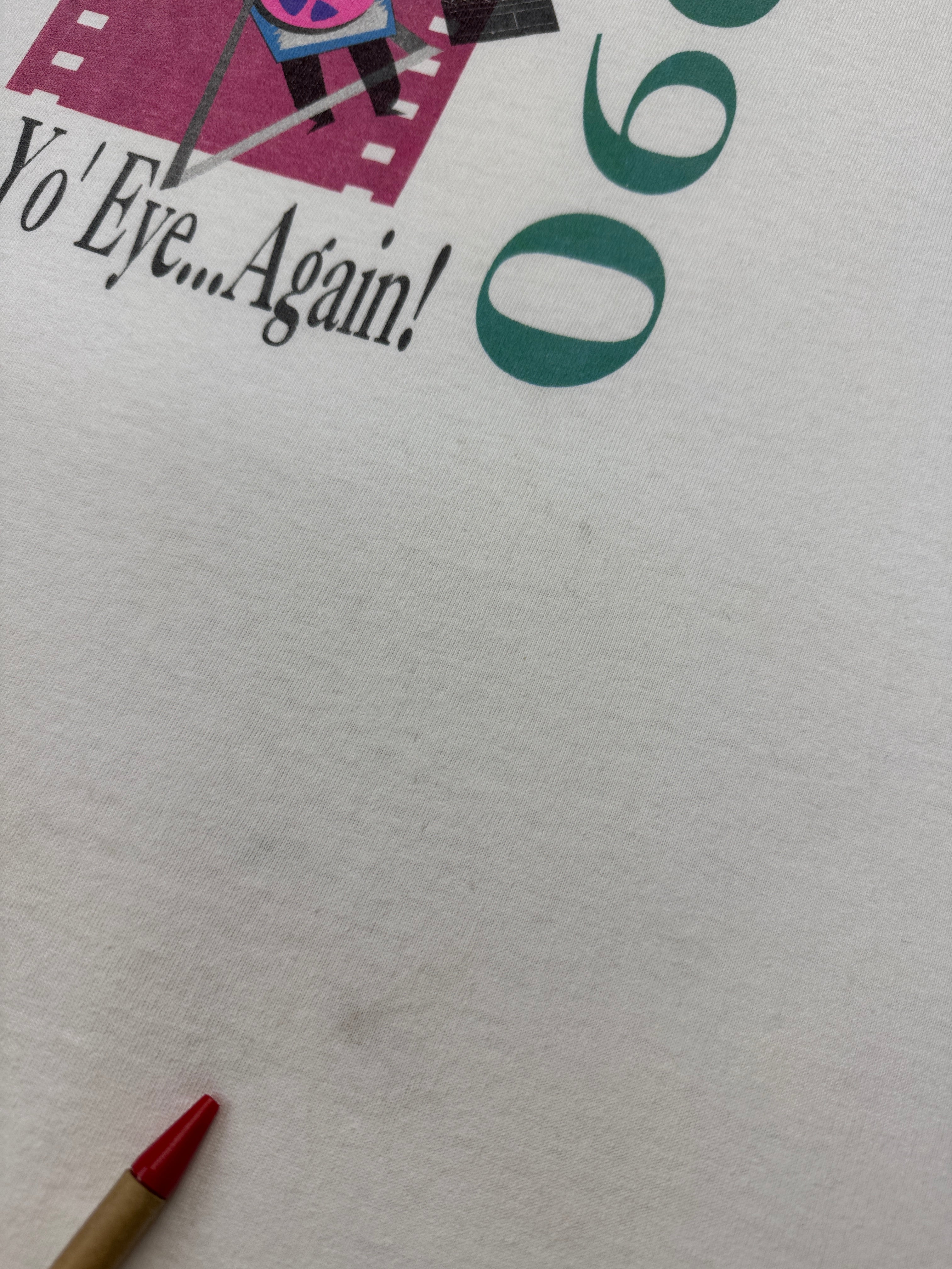 1996 Fruit Of The Loom Shirt Blacklight Film Festival Chicago Made In USA Single Stitch Weiß