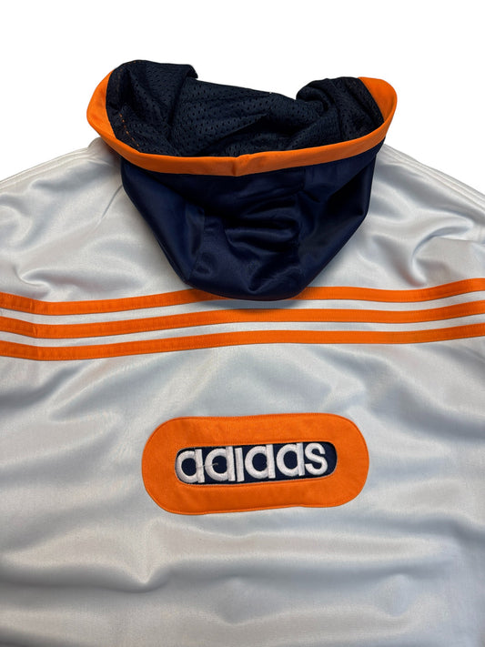 90s Adidas Sportjacke Basketball Oversized Weiß Orange M