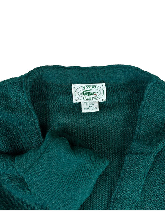 80s Lacoste By Izod Cardigan Made In USA Grün XL