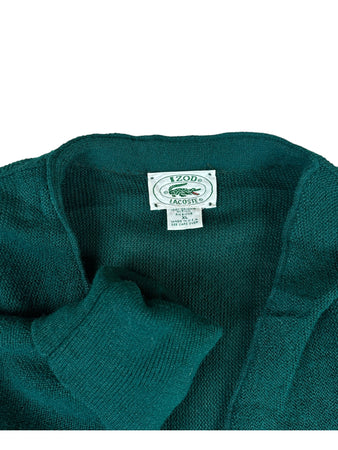 80s Lacoste By Izod Cardigan Made In USA Grün XL