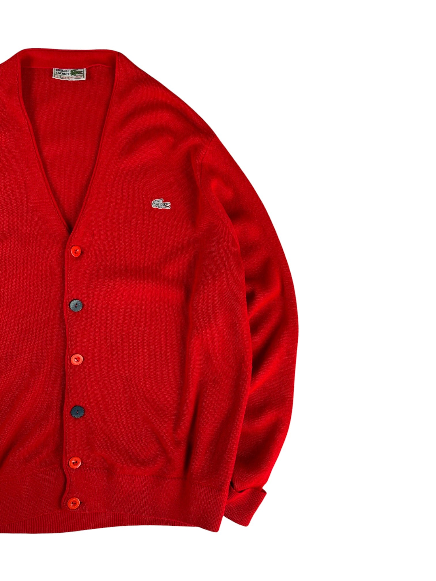 80s Lacoste Cardigan Rot M-L
