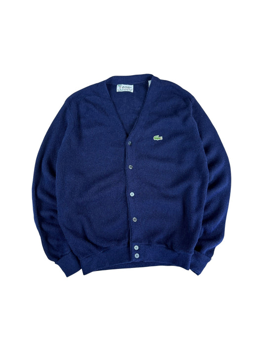 70s Lacoste By Izod Cardigan "Spool Tag" Union Made in USA Dunkelblau M
