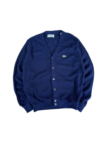 70s Lacoste By Izod Cardigan "Spool Tag" Union Made in USA Dunkelblau M