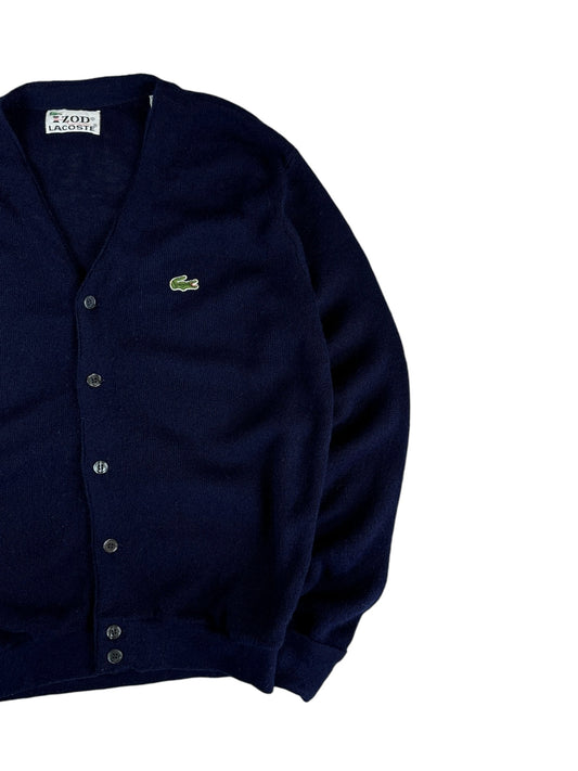 70s Lacoste By Izod Cardigan "Spool Tag" Union Made in USA Dunkelblau M