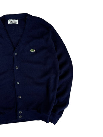 70s Lacoste By Izod Cardigan "Spool Tag" Union Made in USA Dunkelblau M