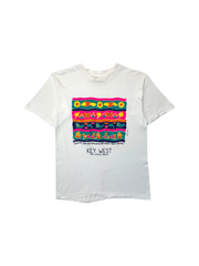 90s Tourist Shirt "Key West One World Family Harmony And Balance" Single Stitch Weiß