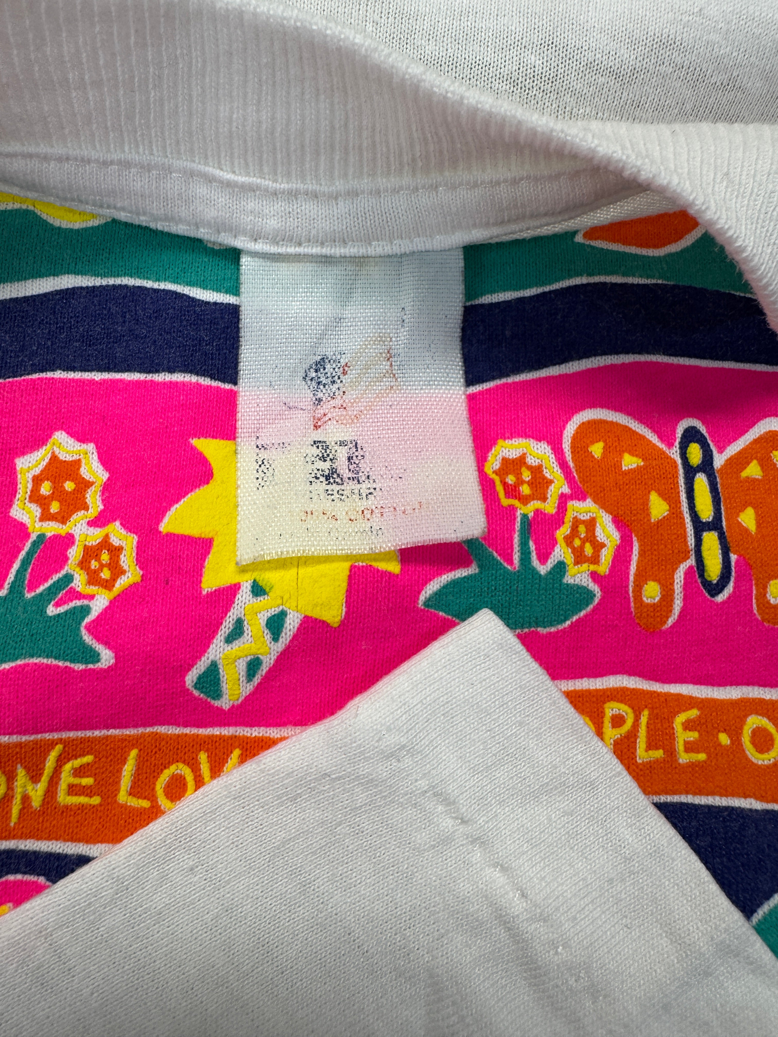 90s Tourist Shirt "Key West One World Family Harmony And Balance" Single Stitch Weiß