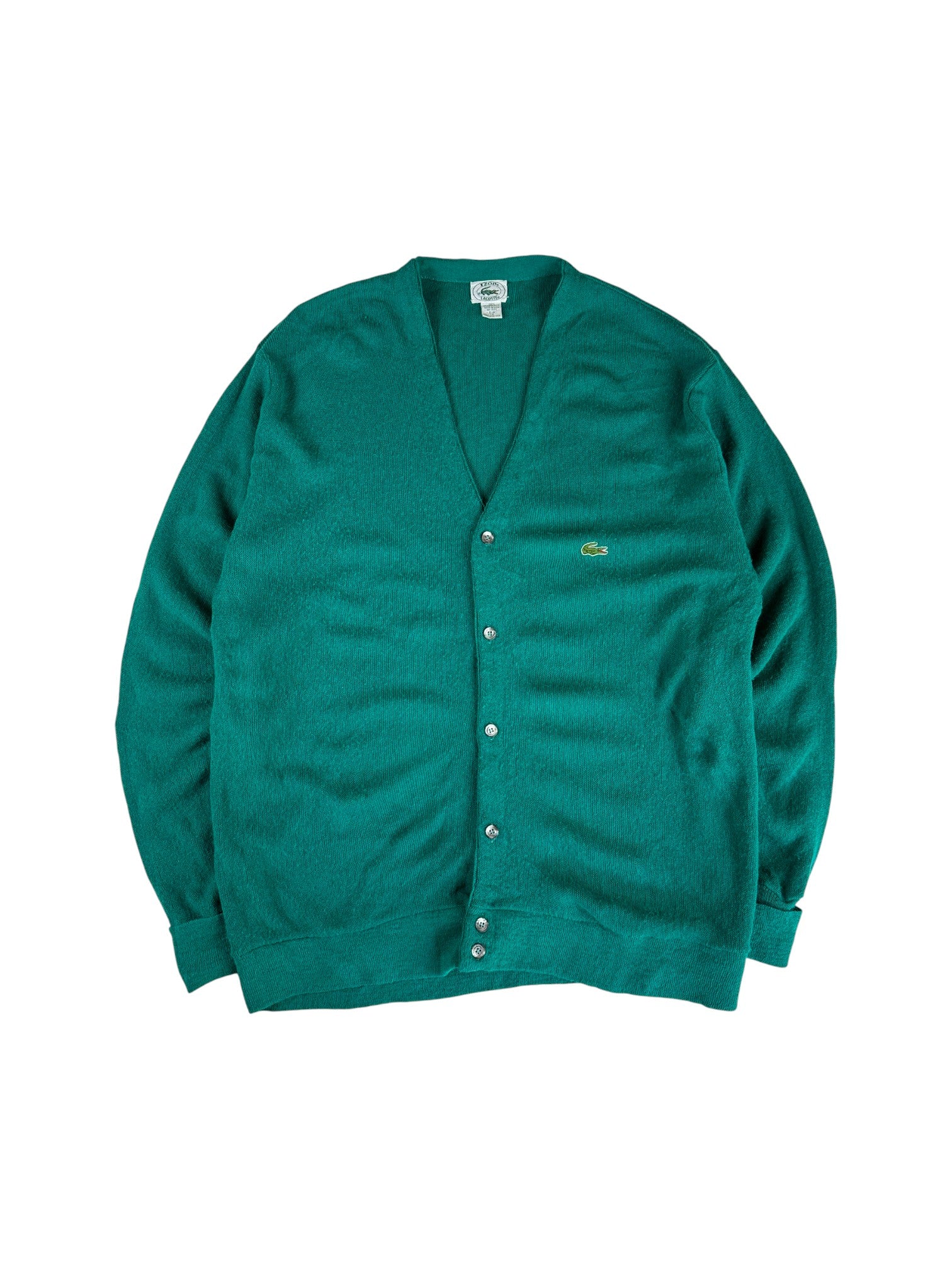 80s Lacoste By Izod Cardigan Made In USA Grün/Türkis XL