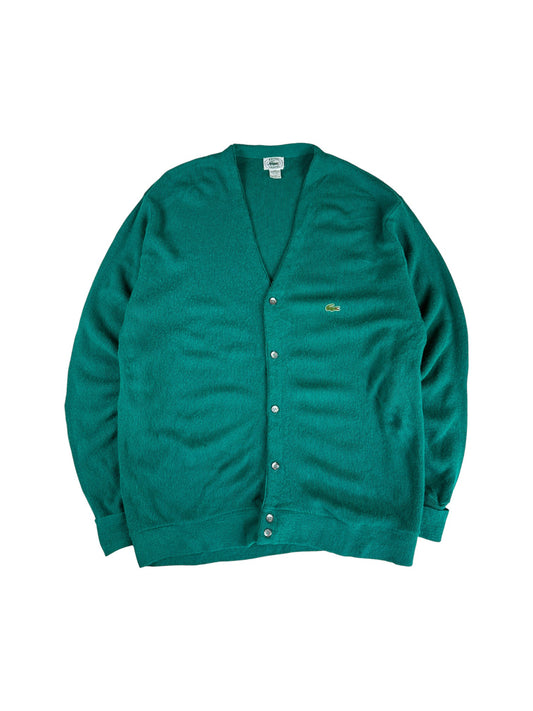 80s Lacoste By Izod Cardigan Made In USA Grün/Türkis XL
