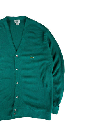 80s Lacoste By Izod Cardigan Made In USA Grün/Türkis XL