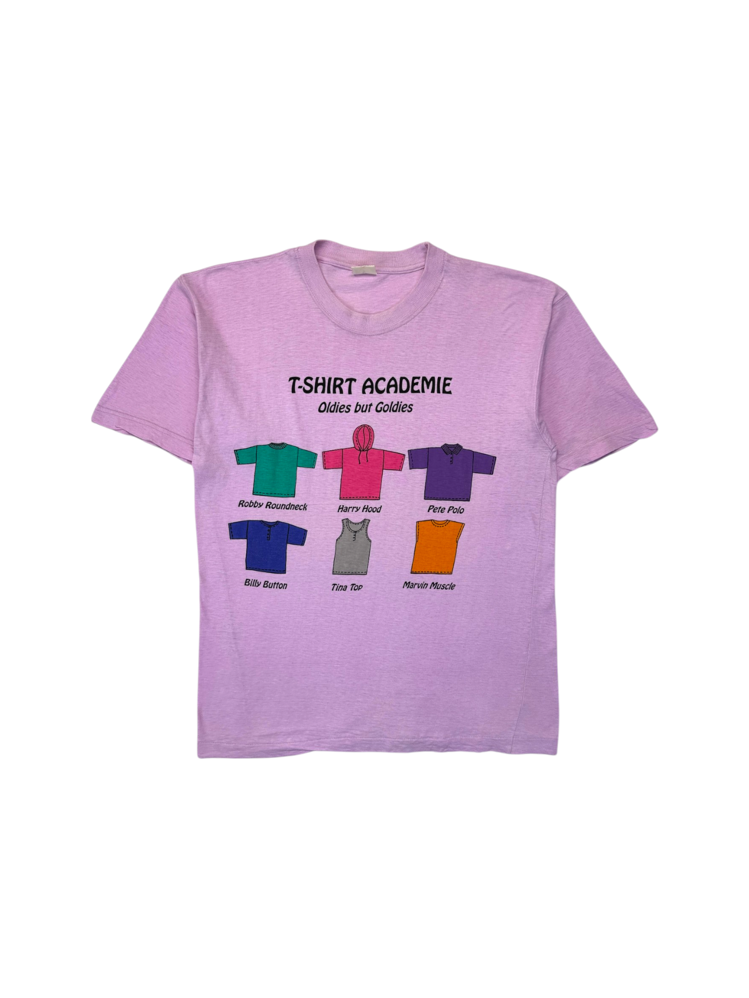 90s Shirt "Oldies but Goldies, T-Shirt Academie" Single Stitch Flieder