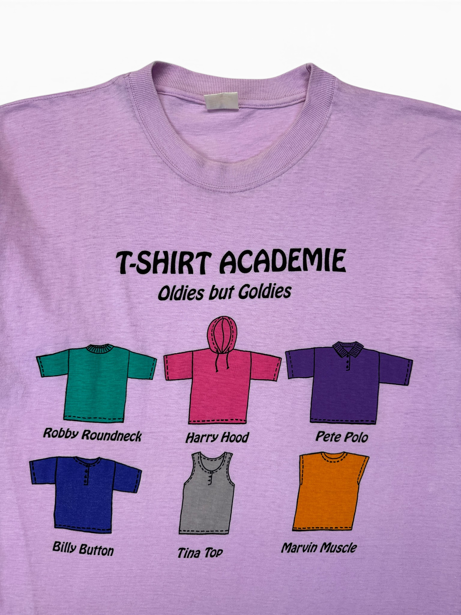 90s Shirt "Oldies but Goldies, T-Shirt Academie" Single Stitch Flieder