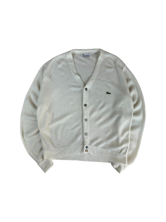 70s Lacoste By Izod Cardigan "Spool Tag" Made In USA Weiß M-L