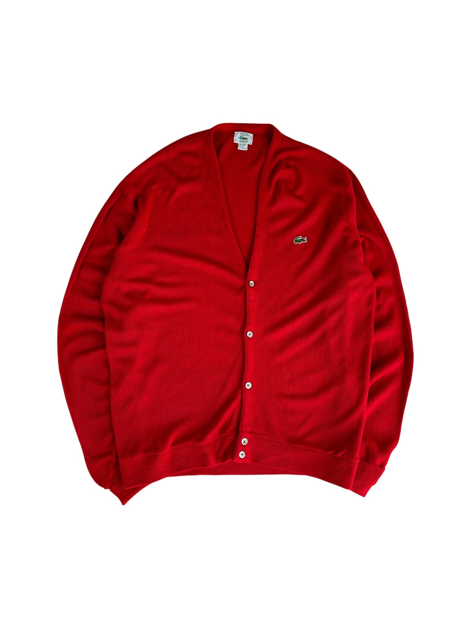 1991 Lacoste By Izod Cardigan Made In USA Rot L