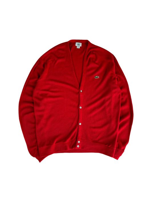 1991 Lacoste By Izod Cardigan Made In USA Rot L