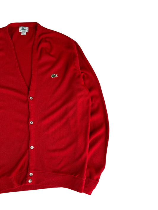 1991 Lacoste By Izod Cardigan Made In USA Rot L