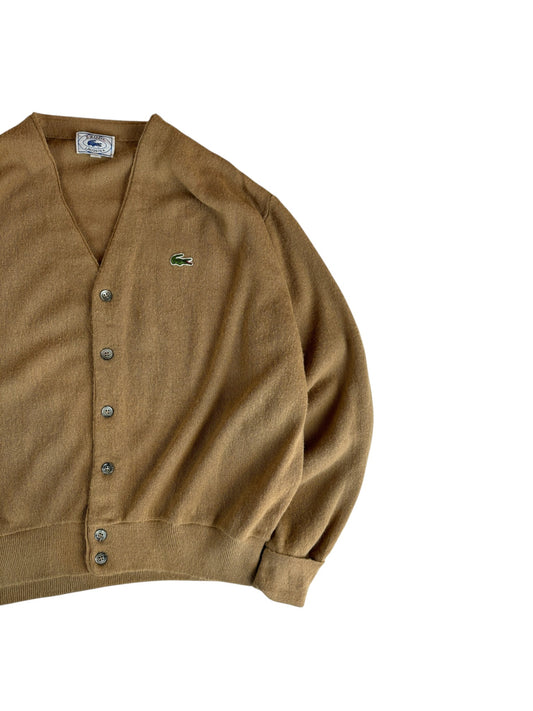 70s Lacoste By Izod Cardigan Blue "Spool Tag" Made In USA Braun L
