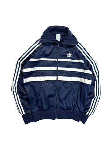 80s Adidas Sportjacke "First" Made In England Dunkelblau Weiß M-L