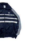 80s Adidas Sportjacke "First" Made In England Dunkelblau Weiß M-L