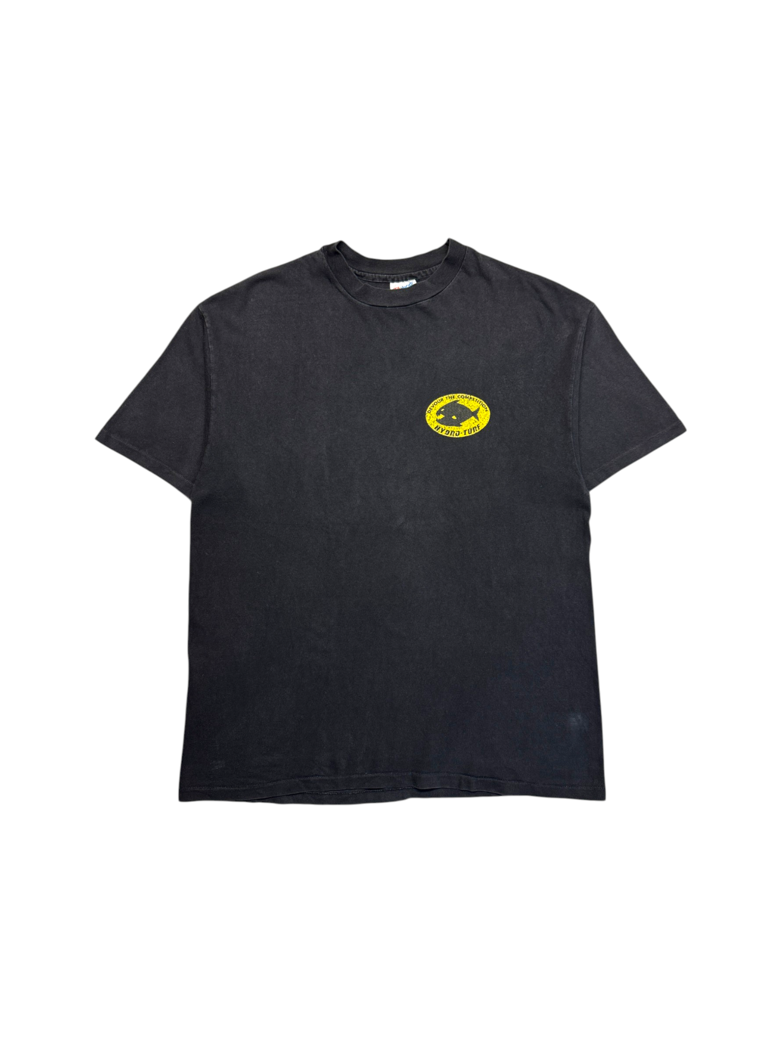 90s Hanes Promo Shirt Hydro Turf Devour The Competition Single Stitch Made In USA Schwarz