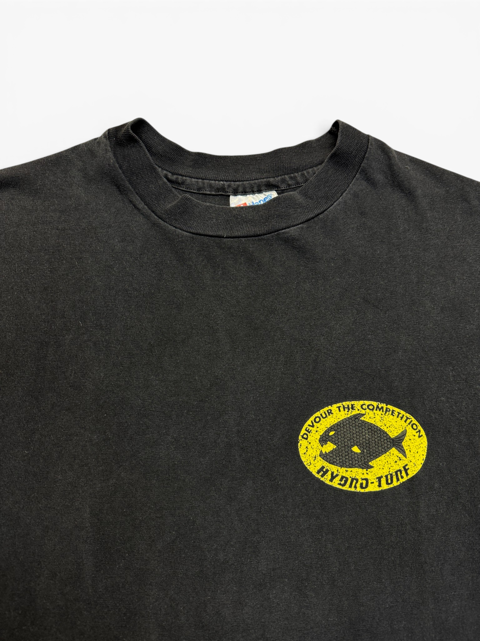 90s Hanes Promo Shirt Hydro Turf Devour The Competition Single Stitch Made In USA Schwarz