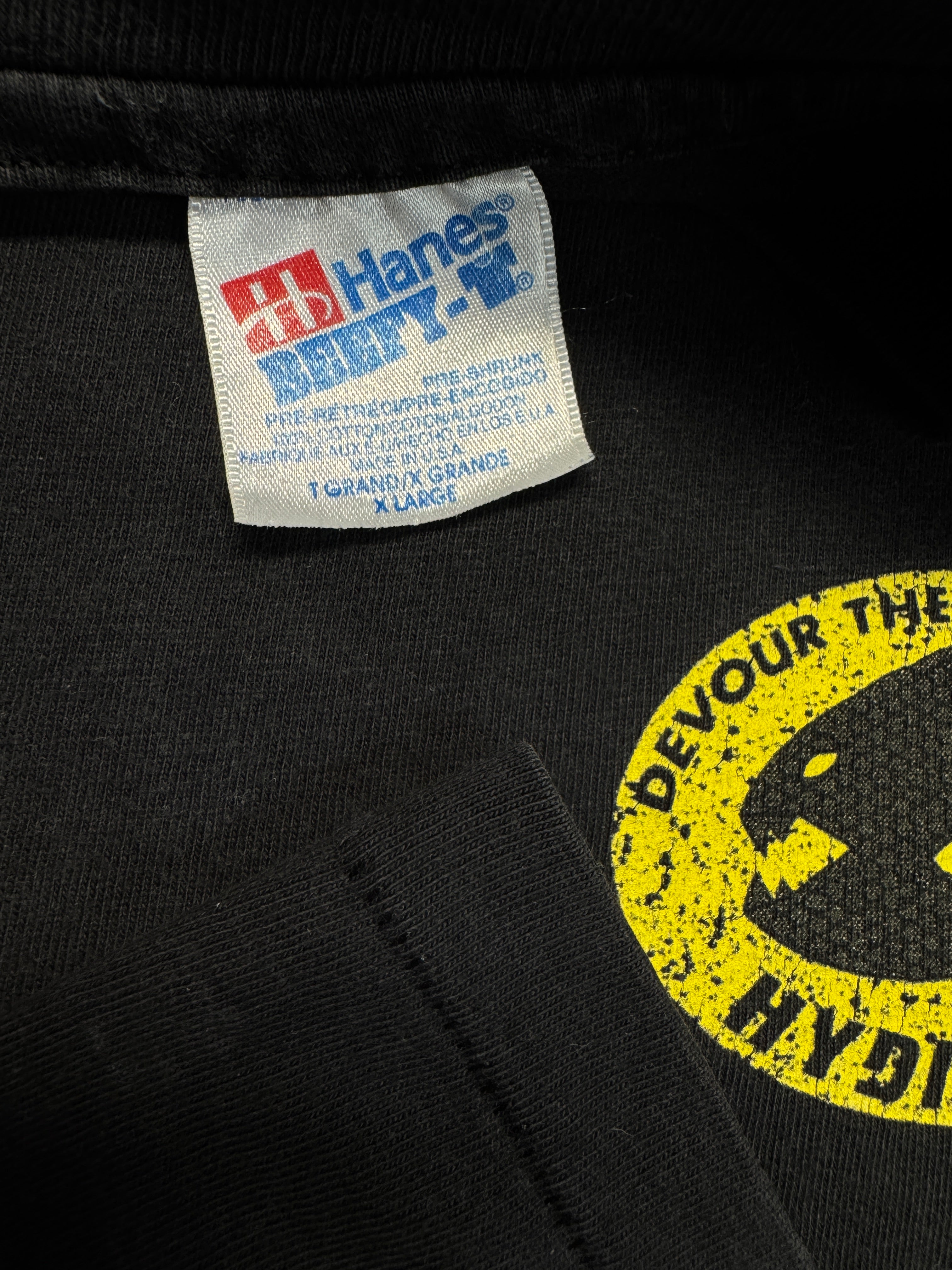 90s Hanes Promo Shirt Hydro Turf Devour The Competition Single Stitch Made In USA Schwarz