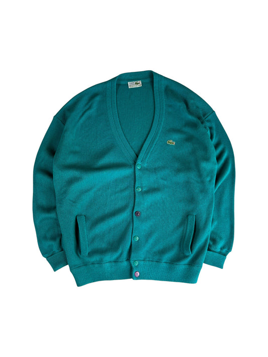 80s Lacoste Cardigan Mit Taschen Made In Spain Grün M-L