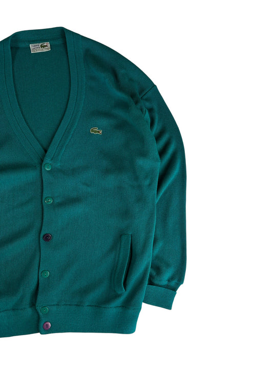 80s Lacoste Cardigan Mit Taschen Made In Spain Grün M-L