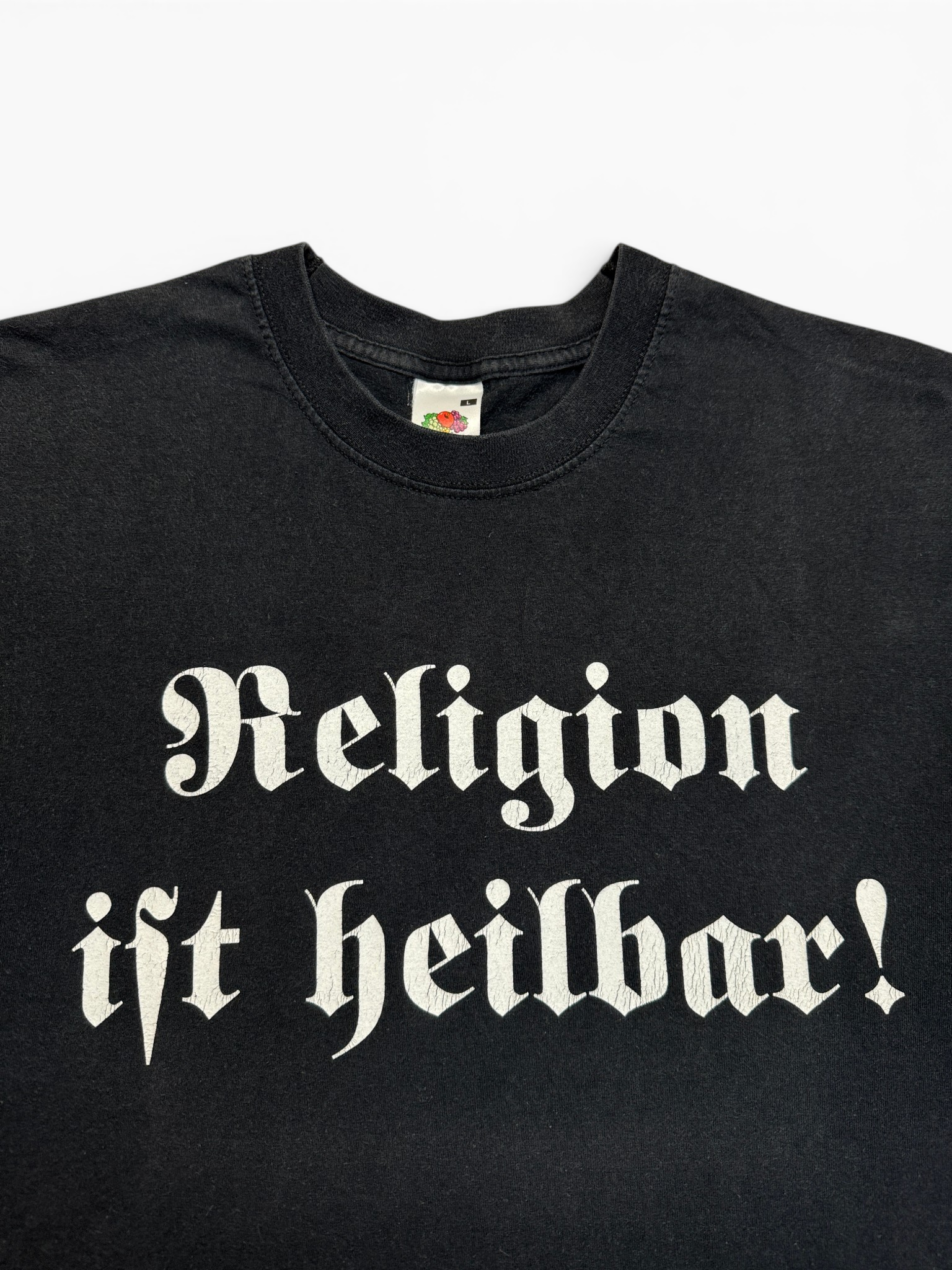 00s Fruit Of The Loom Shirt "Religion ist heilbar!" Schwarz