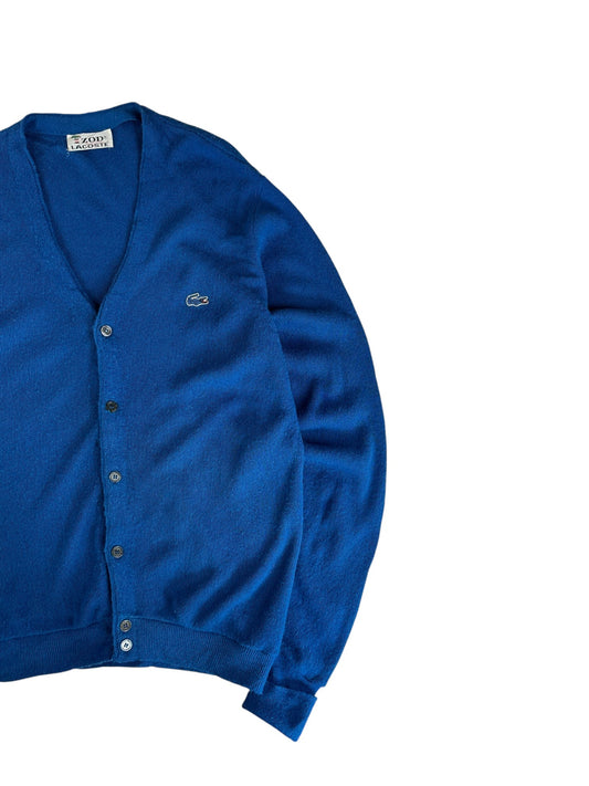 70s Lacoste By Izod Cardigan "Spool Tag" Made In USA Blau M-L