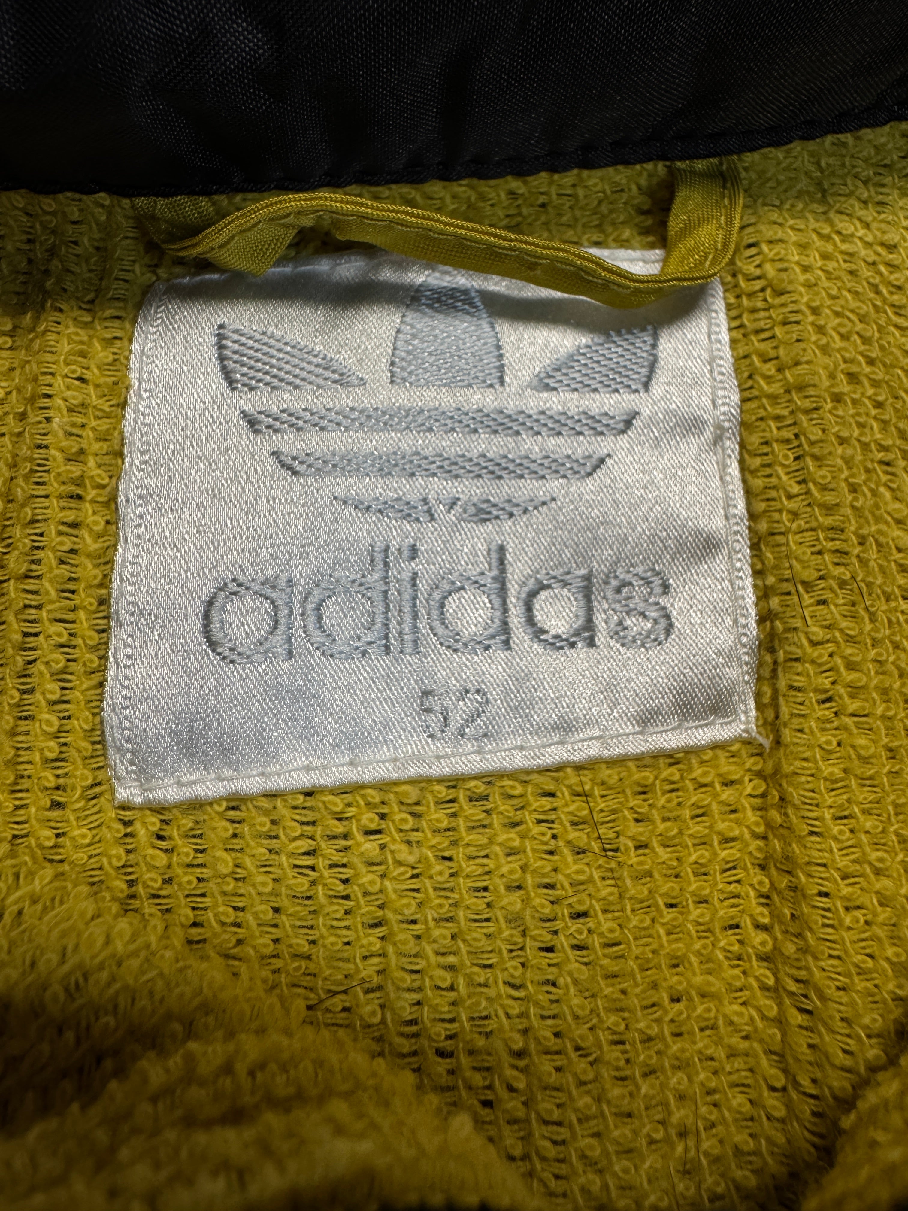 90s Adidas Halfzip Sportjacke Frottee Schwarz Gold/Gelb 52 L