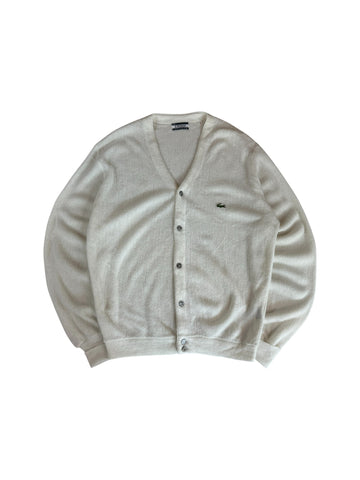 70s Lacoste By Izod Cardigan Black "Spool Tag" Weiß XL
