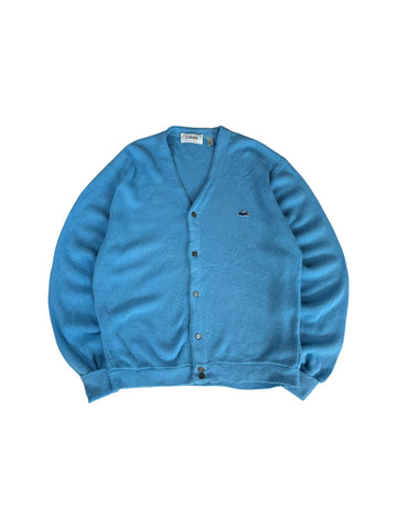 70s Lacoste By Izod Cardigan "Spool Tag" Made In USA Blau L