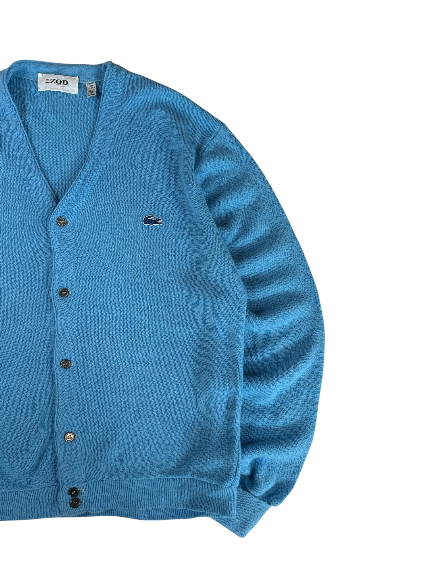 70s Lacoste By Izod Cardigan "Spool Tag" Made In USA Blau L