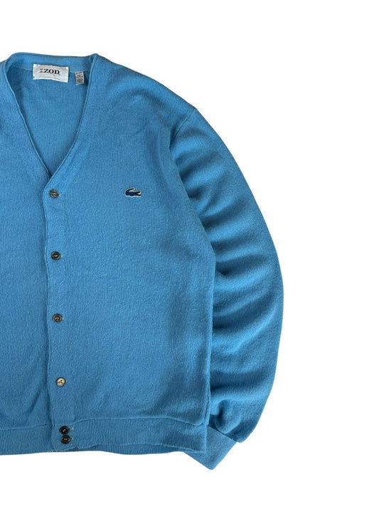 70s Lacoste By Izod Cardigan "Spool Tag" Made In USA Blau L