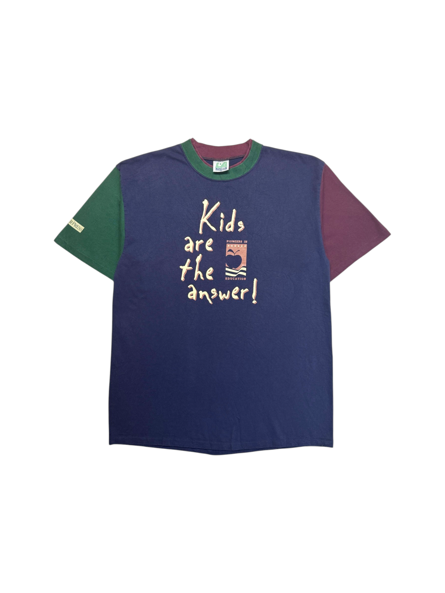 90s Pioneer Press Promo Shirt "Kids are the answer!" Single Stitch Made In USA Blau Grün