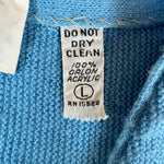 70s Lacoste By Izod Cardigan "Spool Tag" Made In USA Blau L